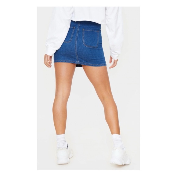 Petite Mid Blue Wash Disco Fit Denim Skirt - Picture 4 of 9